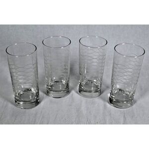 Set of 4 Patron Tequila Tall Highball Etched Glasses 10 oz Barware